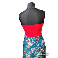 Krótki top damski plażowy Bluzka bez ramiączek - czerwony